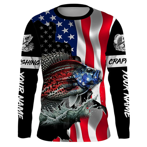 Crappie fishing American flag Custom UV protection performance long sleeve fishing jerseys TTV141