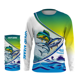 Wahoo Mahi Tuna slam Custom performance Fishing Shirts, Offshore slam Fishing shirt TTV50