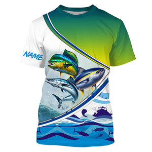 Wahoo Mahi Tuna slam Custom performance Fishing Shirts, Offshore slam Fishing shirt TTV50