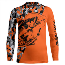 Load image into Gallery viewer, Bass Fishing UV protection quick dry orange camo customize name long sleeves fishing shirts TTV07