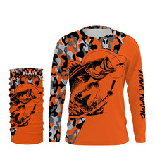 Load image into Gallery viewer, Bass Fishing UV protection quick dry orange camo customize name long sleeves fishing shirts TTV07