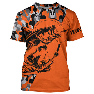 Bass Fishing UV protection quick dry orange camo customize name long sleeves fishing shirts TTV07