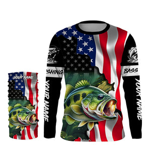 American Flag Bass Fishing Custom long sleeve Fishing Shirts for men, Bass Fishing jerseys TTV08