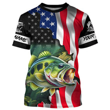 Load image into Gallery viewer, American Flag Bass Fishing Custom long sleeve Fishing Shirts for men, Bass Fishing jerseys TTV08