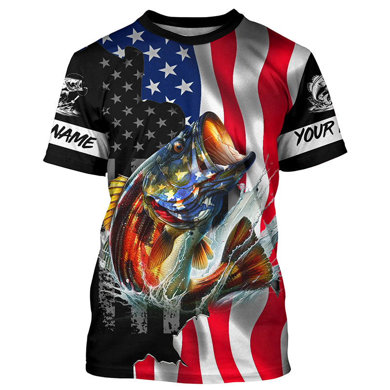 American Flag Bass Fishing Custom long sleeve Fishing Shirts for men, Bass Fishing jerseys TTV63