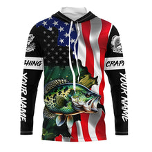 Load image into Gallery viewer, American Flag Crappie Fishing Custom Name performance long sleeve fishing shirt uv protection TTV30