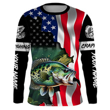 Load image into Gallery viewer, American Flag Crappie Fishing Custom Name performance long sleeve fishing shirt uv protection TTV30