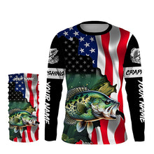 Load image into Gallery viewer, American Flag Crappie Fishing Custom Name performance long sleeve fishing shirt uv protection TTV30