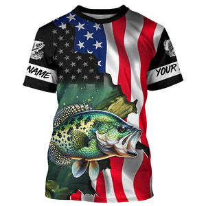 American Flag Crappie Fishing Custom Name performance long sleeve fishing shirt uv protection TTV30