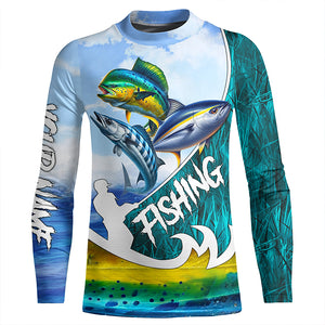 Wahoo Mahi Tuna slam Custom performance Fishing Shirts, Offshore slam Fishing shirt TTV92