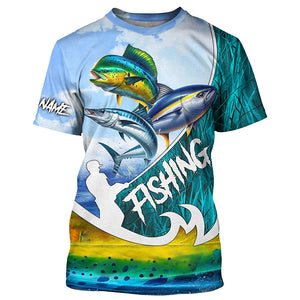 Wahoo Mahi Tuna slam Custom performance Fishing Shirts, Offshore slam Fishing shirt TTV92