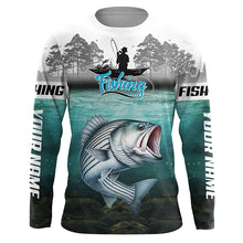 Load image into Gallery viewer, Custom Striped Bass Long sleeve performance Fishing Shirts, Striped Bass Fishing jerseys TTV79