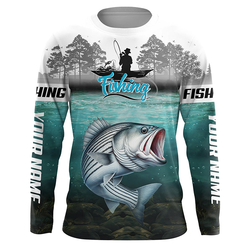 Custom Striped Bass Long sleeve performance Fishing Shirts, Striped Bass Fishing jerseys TTV79