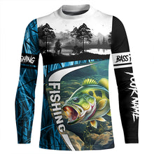 Load image into Gallery viewer, Bass fishing blue camo fishing Custom name UV protection performance fishing jerseys TTV17