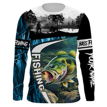 Load image into Gallery viewer, Bass fishing blue camo fishing Custom name UV protection performance fishing jerseys TTV17