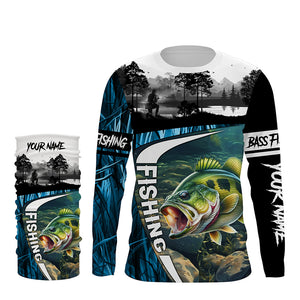 Bass fishing blue camo fishing Custom name UV protection performance fishing jerseys TTV17