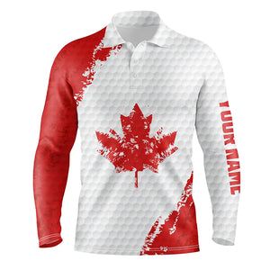 Mens golf polo shirts Red Canada flag maple leaf custom team golf shirts, Canadian patriot golf tops  TTV119