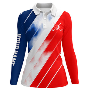 Red white and blue Womens golf polo shirts custom ladies golf shirts, personalized golf gifts TTV120