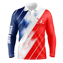 Load image into Gallery viewer, Red white and blue Mens golf polo shirts custom mens golf shirts, personalized golf gifts TTV120