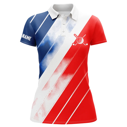 Red white and blue Womens golf polo shirts custom ladies golf shirts, personalized golf gifts TTV120