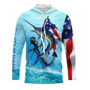 American Flag Patriotic Sailfish Fishing Shirts, Sailfish Saltwater Custom Fishing Shirt TTV106