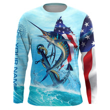 Load image into Gallery viewer, American Flag Patriotic Sailfish Fishing Shirts, Sailfish Saltwater Custom Fishing Shirt TTV106