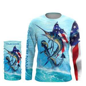American Flag Patriotic Sailfish Fishing Shirts, Sailfish Saltwater Custom Fishing Shirt TTV106