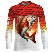 Load image into Gallery viewer, Redfish Puppy Drum Custom Long Sleeve Performance Fishing Shirts, Redfish Fishing Jerseys TTV82