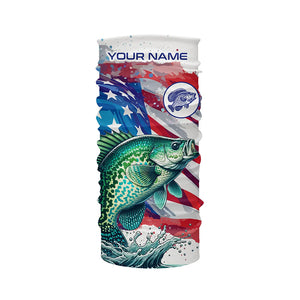 American Flag Crappie Fishing Custom Name performance long sleeve fishing shirt uv protection TTV149