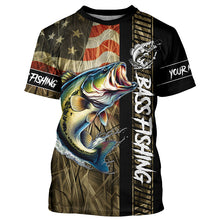 Load image into Gallery viewer, American Flag Bass fishing UV Customize name personalized long sleeves fishing shirts TTV28