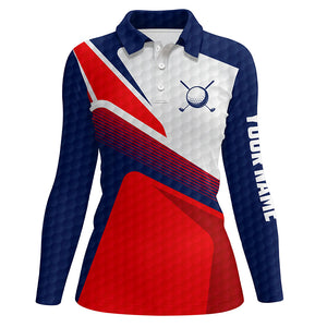 Red white and blue Womens golf polo shirts custom ladies golf shirts, personalized golf gifts TTV138