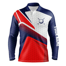 Load image into Gallery viewer, Red white and blue Mens golf polo shirts custom mens golf shirts, personalized golf gifts TTV138