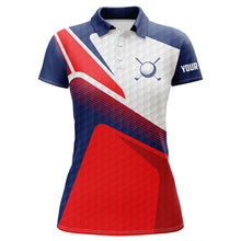 Load image into Gallery viewer, Red white and blue Womens golf polo shirts custom ladies golf shirts, personalized golf gifts TTV138