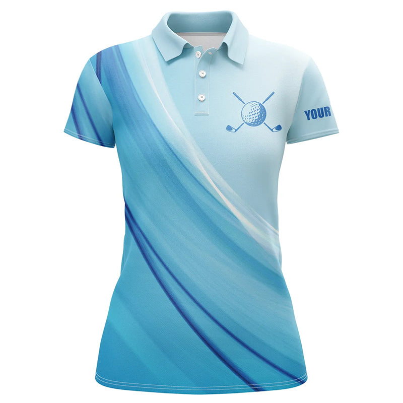 Womens golf polo shirts custom blue pattern sport golf attire for women TTV112