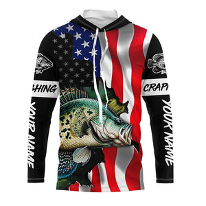 American Flag Crappie Fishing Custom Name performance long sleeve fishing shirt uv protection TTV122