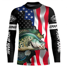 Load image into Gallery viewer, American Flag Crappie Fishing Custom Name performance long sleeve fishing shirt uv protection TTV122