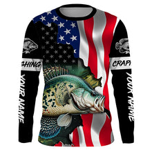 Load image into Gallery viewer, American Flag Crappie Fishing Custom Name performance long sleeve fishing shirt uv protection TTV122