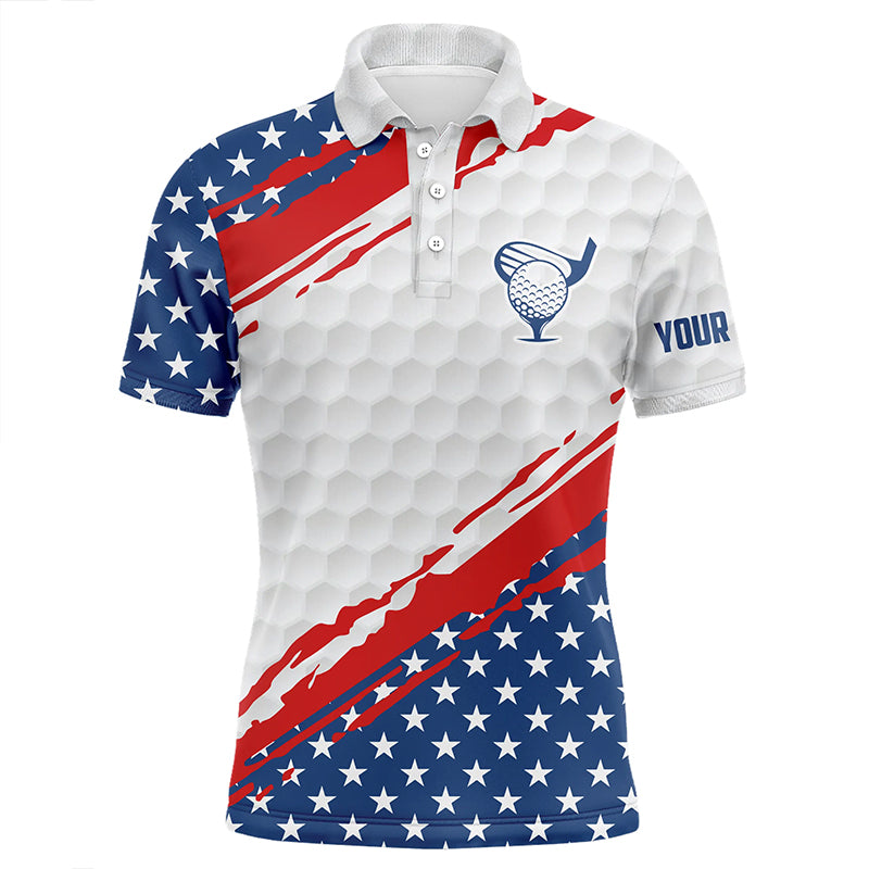 Men golf polo shirts American flag custom patriotic golf clubs Red, white, and blue golf shirt for men TTV115