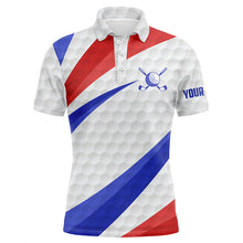 Load image into Gallery viewer, Red, white and blue golf shirts custom name Mens golf polo shirts, mens patriotic golf polos TTV116