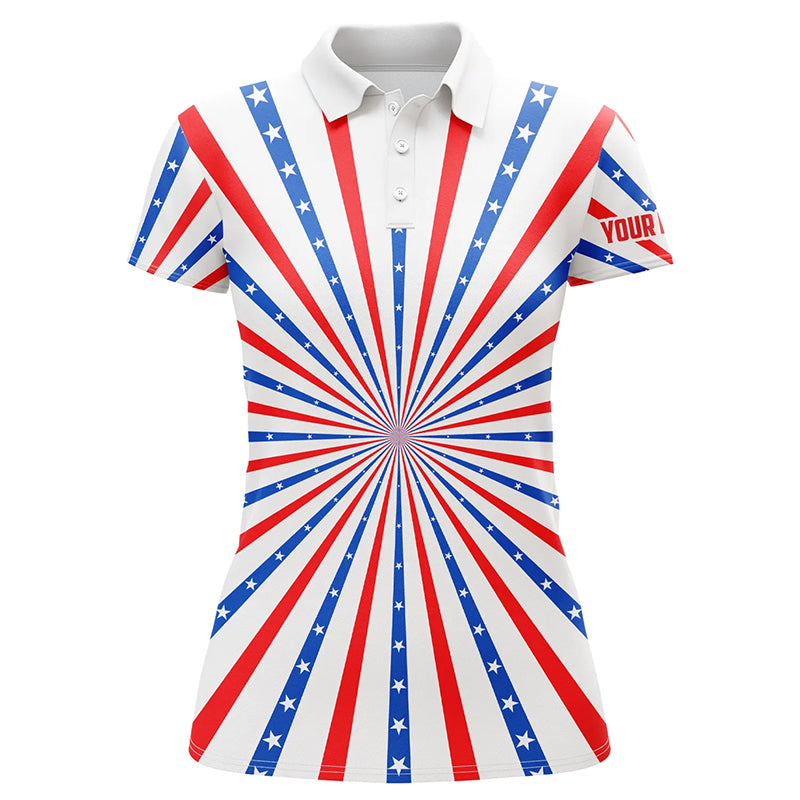 Women golf polo shirts American flag custom patriotic Red, white, and blue golf shirt for women TTV117