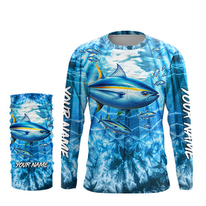 Tuna fishing custom blue sea wave ocean camo fishing tournament long sleeve fishing shirts TTV94