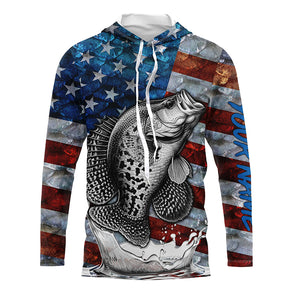 American flag Crappie patriotic fishing UV long sleeve shirts Custom fishing apparel TTV19