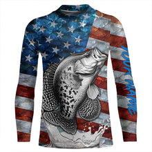 Load image into Gallery viewer, American flag Crappie patriotic fishing UV long sleeve shirts Custom fishing apparel TTV19