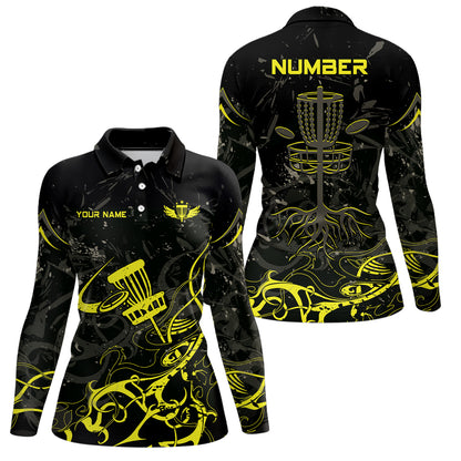 Colors Camo Black Womens Disc Golf Polo Shirt Custom Disc Golf Basket Tree Personalized Golf Gift TY2