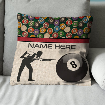 Playing Vintage 8-Ball Billiards Custom Pillow YYD0009