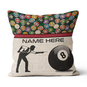 Playing Vintage 8-Ball Billiards Custom Pillow YYD0009