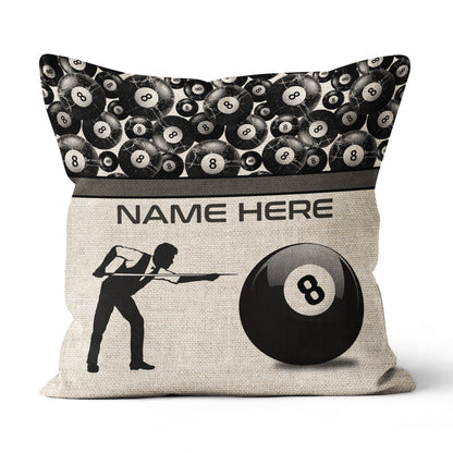 Playing Vintage 8-Ball Billiards Custom Pillow YYD0008