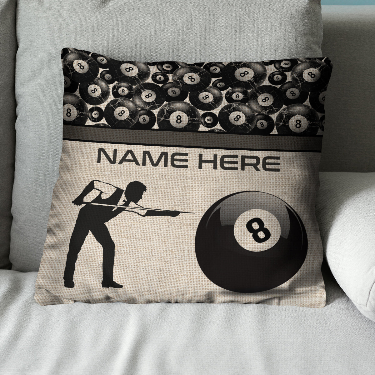 Playing Vintage 8-Ball Billiards Custom Pillow YYD0008