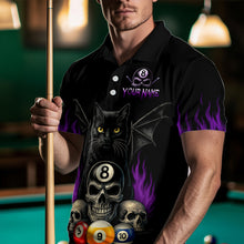 Load image into Gallery viewer, Personalized Name Bat Cat Billards Polo Shirts For Men Custom Team Name Billiard Shirt Design YYD0014