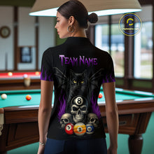 Load image into Gallery viewer, Personalized Name Bat Cat Billards Polo Shirts For Woman  Custom Team Name Billiard Shirt Design YYD0014